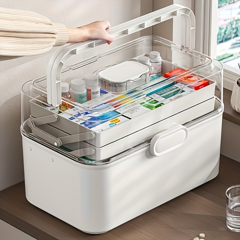 Kitchen Appliances In White - Büyük Kapasiteli Şeffaf Kapaklı İlaç Saklama